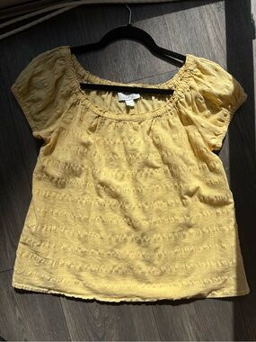 LOFT Sunshine Yellow Short Sleeve Peasant Blouse